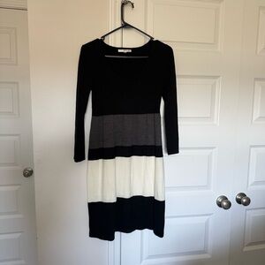 Studio One New York Midi Dress in Black, Gray & Cream